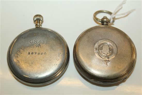 Silver Acme Lever open face pocket watch & a military issue GSTP pocket watch